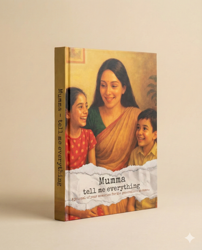 Mumma Tell Me Everything hardback memory journal for Indian and East African families, gift for mums